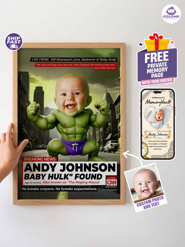 Custom Baby News Poster – Personalized Strong Baby Wall Art
